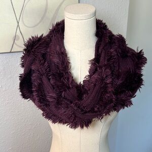 Dark Purple Fringed Infinity Scarf